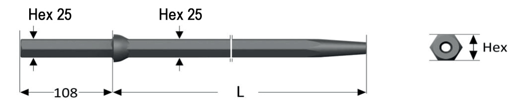 Конусная штанга, Hex 25, Shank 22 x 108, 7°, 3200 мм, TR2532-7