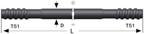 Буровая штанга круглая R52, T51-T51, ER52-43T51/T51, 7326-5343C-30, 90515300