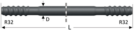 Буровая штанга круглая R32, R32-R32, ER32-37R32/R32, 7853-3337-30, 90509565
