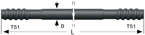 Буровая штанга круглая R52, T51-T51, ER52-37T51/T51, 7326-5337C-30, 90515299