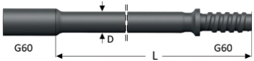 Буровая штанга нар/внутр резьба R60, G60-G60, MR60-43G60/G60, 7610-1143-80, 90515454