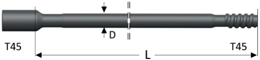 Буровая штанга нар/внутр резьба R46, T45-T45, MR46-18T45/T45, 7325-7718C-20, 90510731