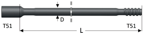 Буровая штанга нар/внутр резьба R52, T51-T51, MR52-18T51/T51, 7326-5518C-20, 90510738