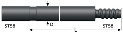 Ведущая буровая штанга R76, ST58-ST58, DT76-18ST58/ST58, 7378-7618-26, 94000015
